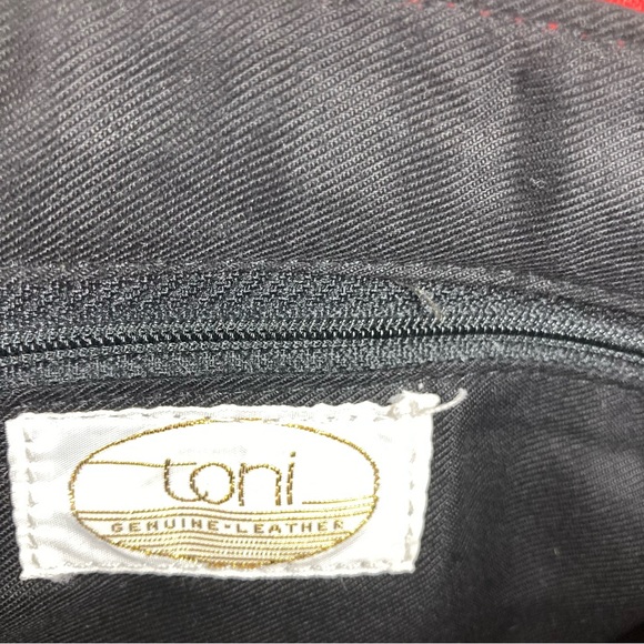 Vintage Toni Red Leather Crossbody Bag 12x8" Retro Purse Removable Strap - Picture 15 of 15